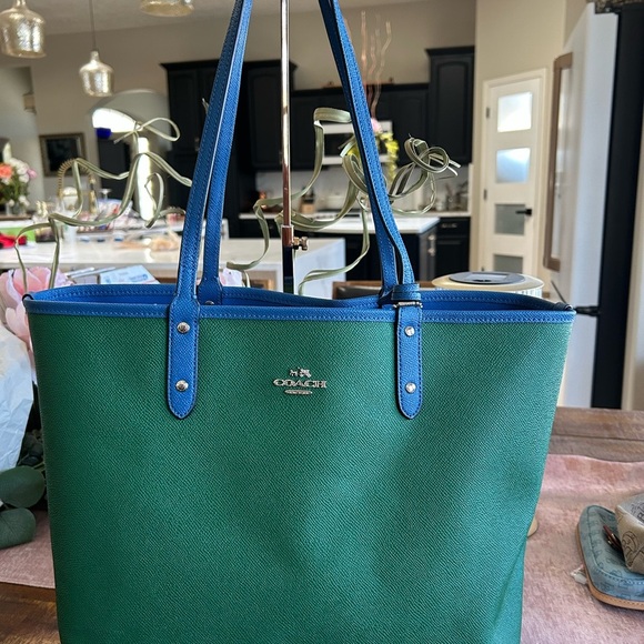 Coach Green and Blue Reversible Tote Bag Set - Picture 7 of 9